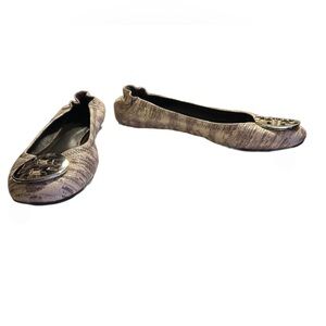 Tory Burch Women's Cream Patterned Flats